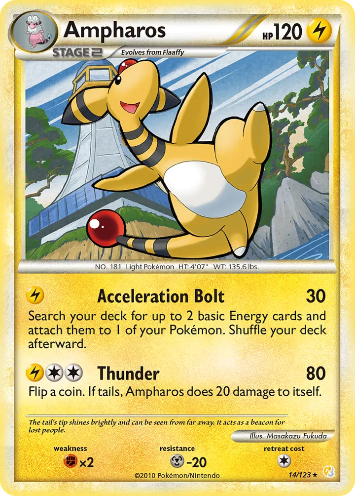 HeartGold & SoulSilver 英語版 Ampharos 14 カード表面