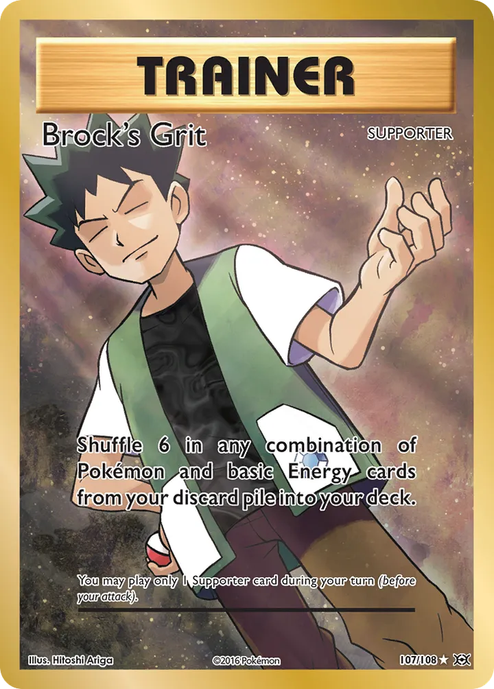 XY—Evolutions 영어판 Brock's Grit 107 카드 앞면