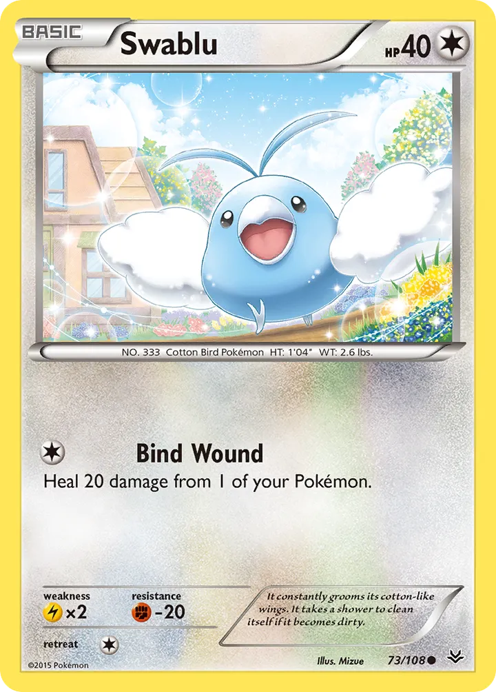 XY—Roaring Skies 영어판 Swablu 73 카드 앞면
