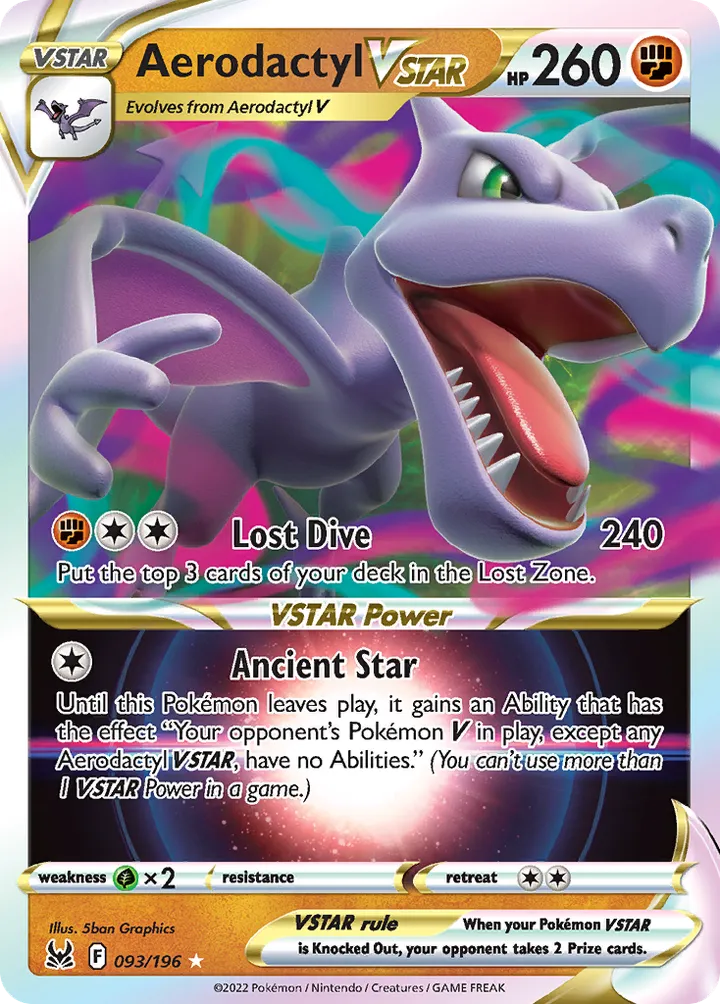 Sword & Shield—Lost Origin 영어판 Aerodactyl VSTAR 93 카드 앞면