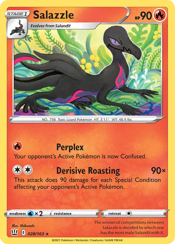 Sword & Shield—Battle Styles 영어판 Salazzle 28 카드 앞면