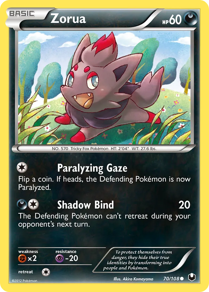 Black & White—Dark Explorers 영어판 Zorua 70 카드 앞면