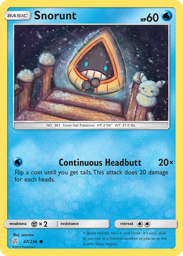 Sun & Moon—Cosmic Eclipse 영어판 Snorunt 47 카드 앞면
