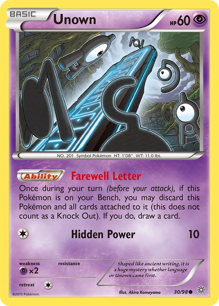 Front of Unown 30, XY—Ancient Origins English