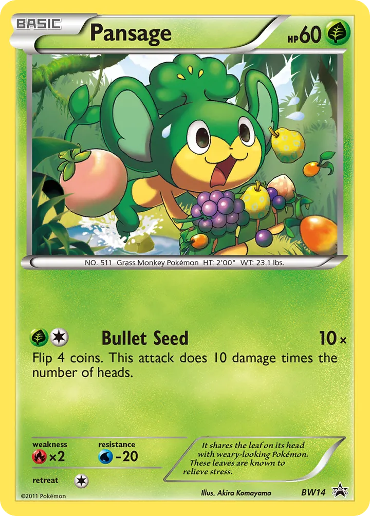 Front of Pansage BW14, BW Black Star Promos English