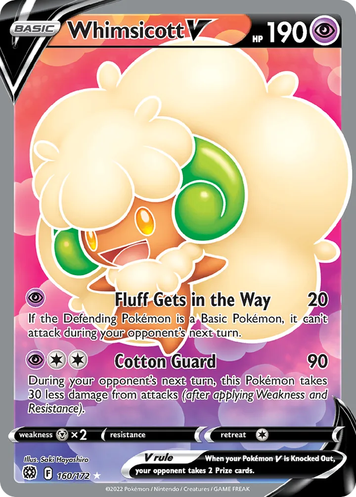 Sword & Shield—Brilliant Stars 영어판 Whimsicott V 160 카드 앞면