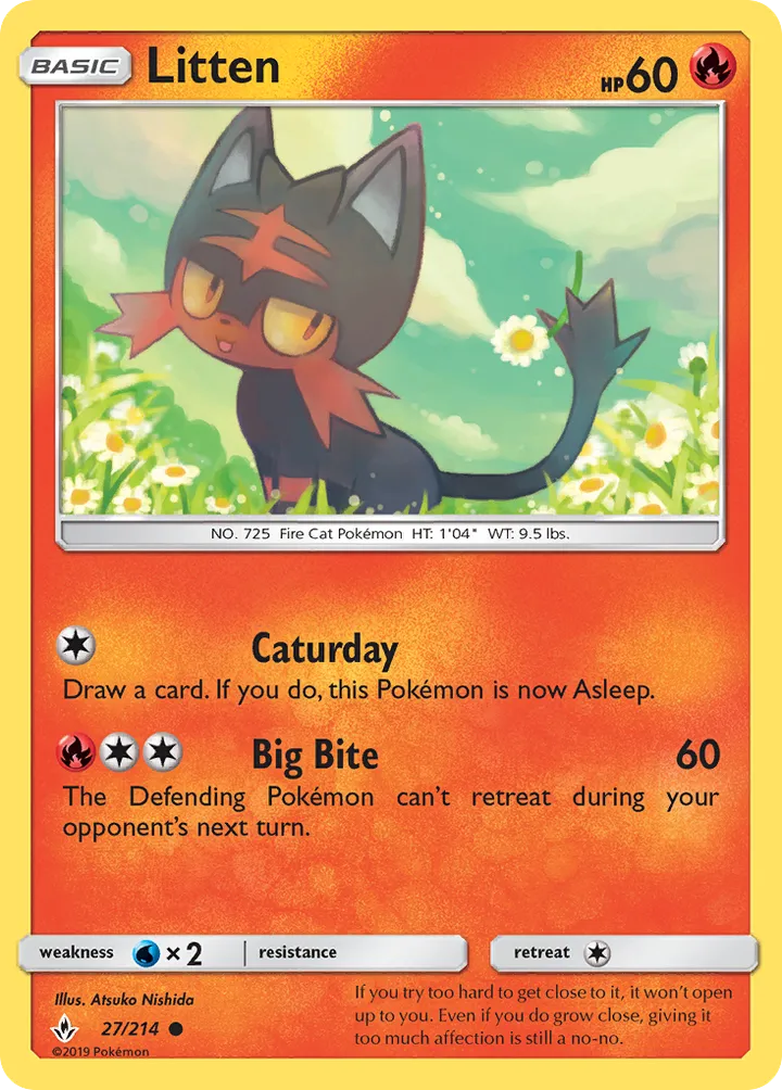 Sun & Moon—Unbroken Bonds 영어판 Litten 27 카드 앞면