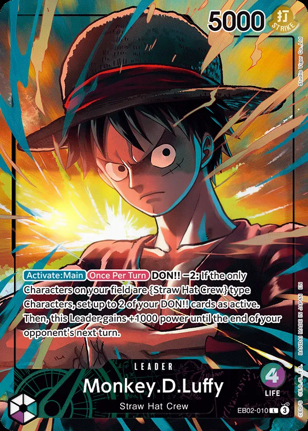 Anime 25th Collection 영어판 Monkey.D.Luffy EB02-010 · 패럴렐 3 카드 앞면