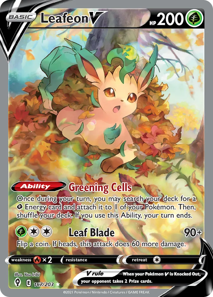 Sword & Shield—Evolving Skies 영어판 Leafeon V 167 카드 앞면