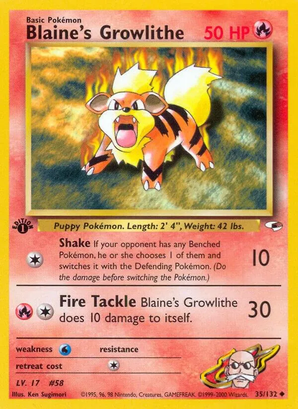 Gym Heroes 英語版 Blaine's Growlithe 35 カード表面