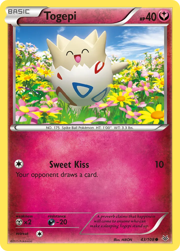 XY—Roaring Skies 영어판 Togepi 43 카드 앞면