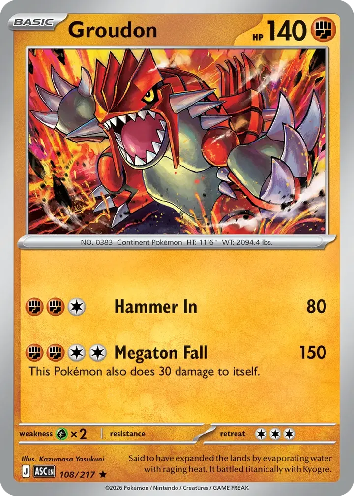 Mega Evolution—Ascended Heroes 영어판 Groudon 108 카드 앞면
