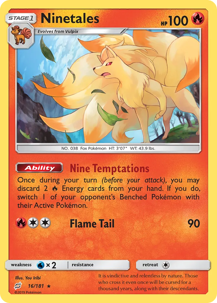 Sun & Moon—Team Up 영어판 Ninetales 16 카드 앞면