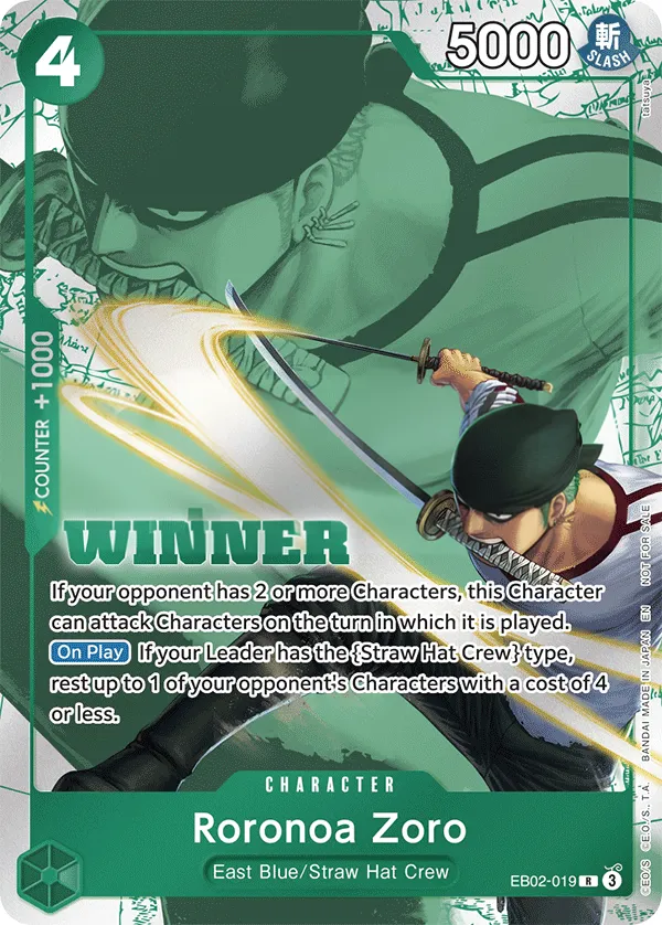 Anime 25th Collection 영어판 Roronoa Zoro EB02-019 · 위너 카드 앞면