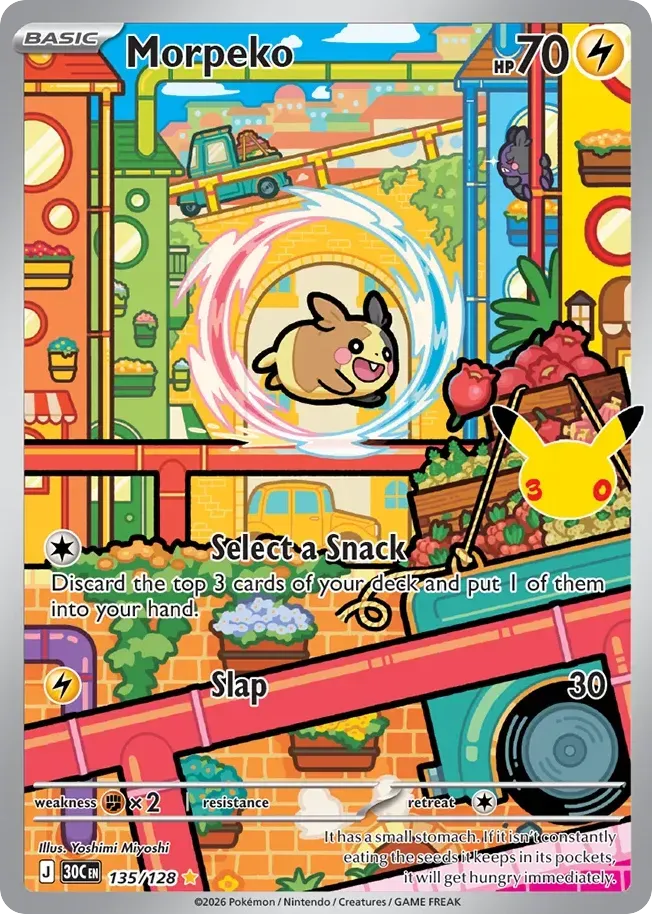 Pokémon TCG: 30th Celebration 英語版 Morpeko 135 カード表面