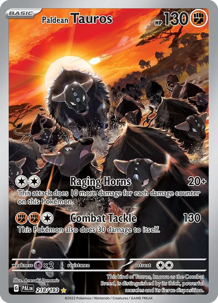 Scarlet & Violet—Paldea Evolved 英語版 Paldean Tauros 218 カード表面