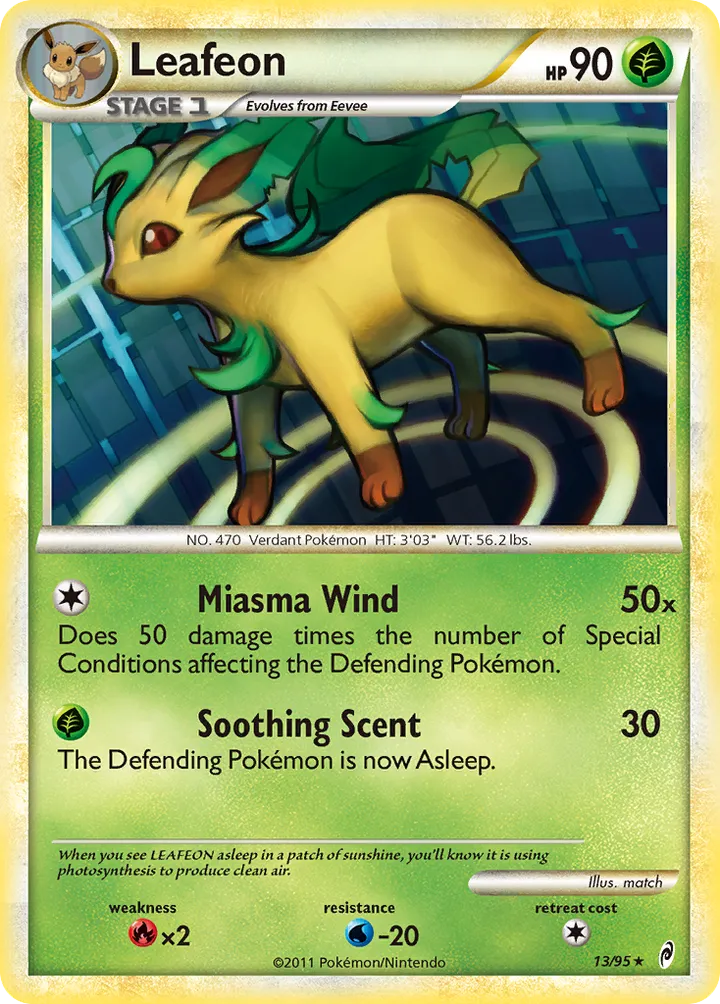 Pokémon TCG: Call of Legends 영어판 Leafeon 13 카드 앞면