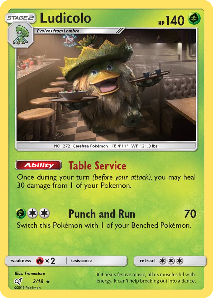 Detective Pikachu 영어판 Ludicolo 2 카드 앞면