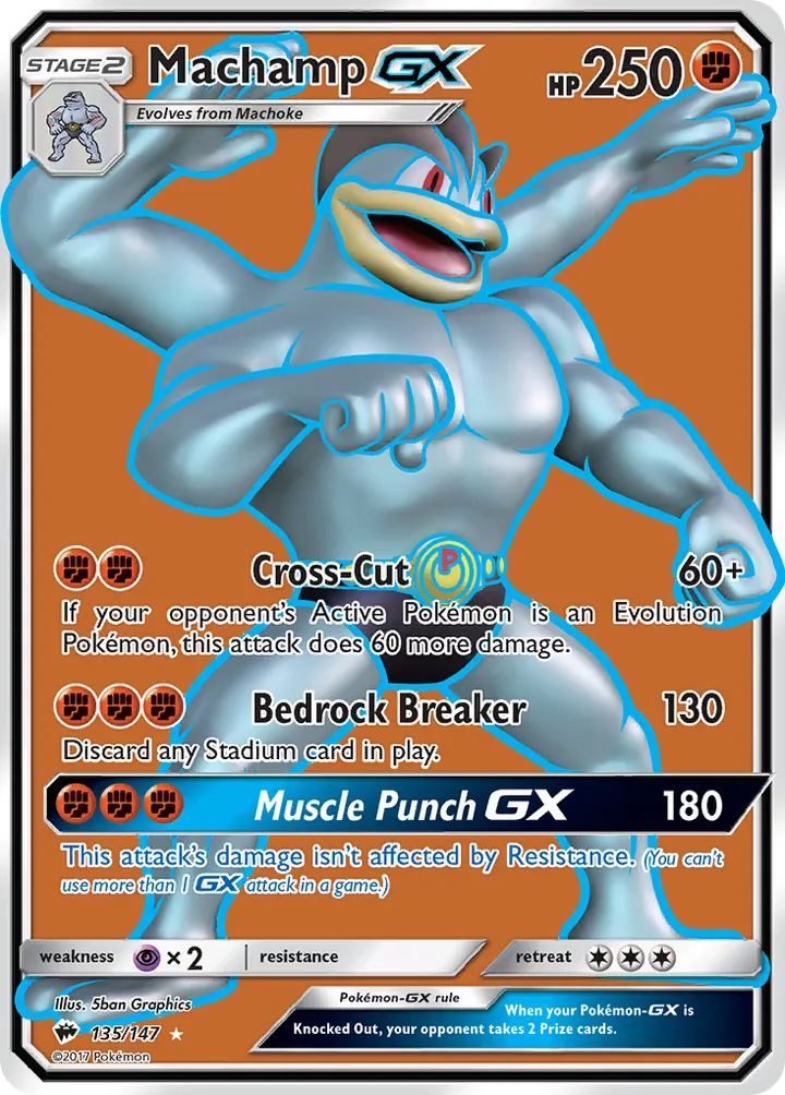 Sun & Moon—Burning Shadows 영어판 Machamp-GX 135 카드 앞면
