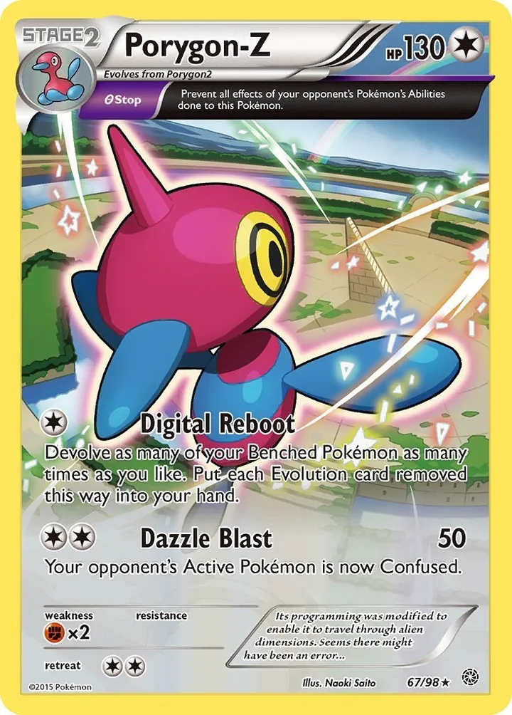 XY—Ancient Origins 영어판 Porygon-Z 67 · STOP 카드 앞면