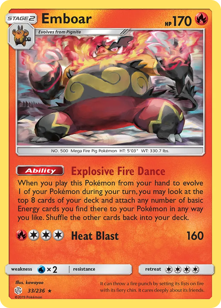 Sun & Moon—Cosmic Eclipse 英語版 Emboar 33 カード表面