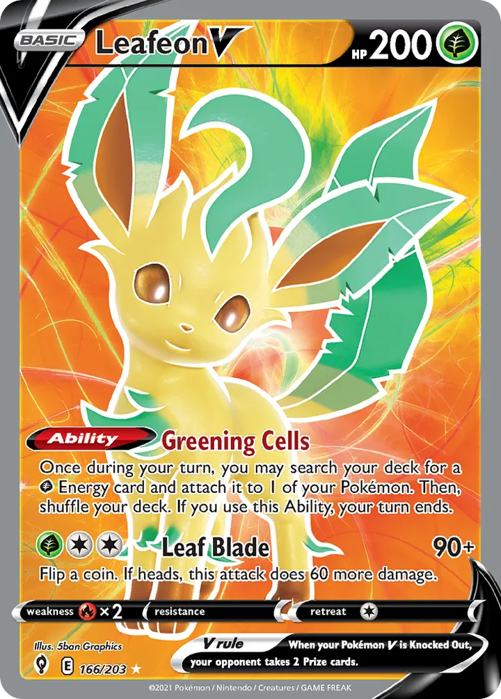 Sword & Shield—Evolving Skies 英語版 Leafeon V 166 カード表面