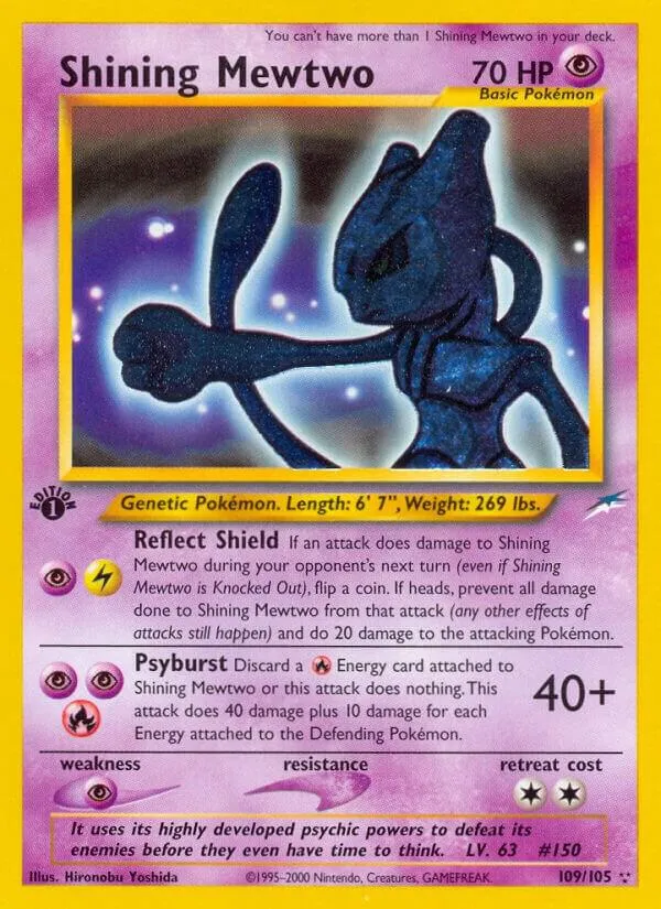 Neo Destiny 영어판 Shining Mewtwo 109 카드 앞면