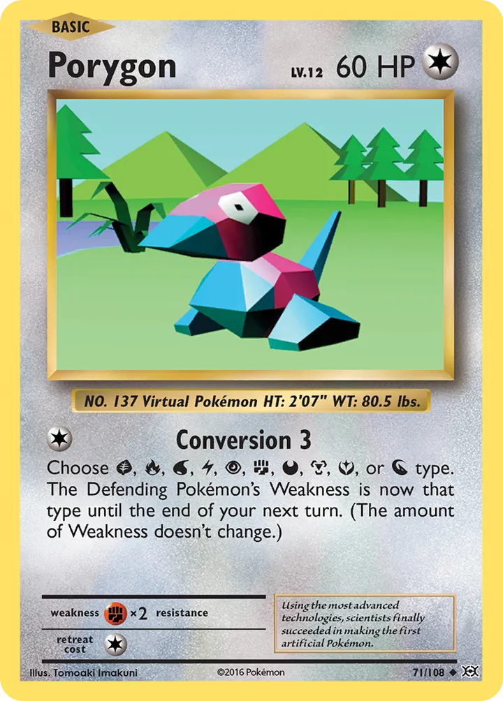 XY—Evolutions 영어판 Porygon 71 카드 앞면