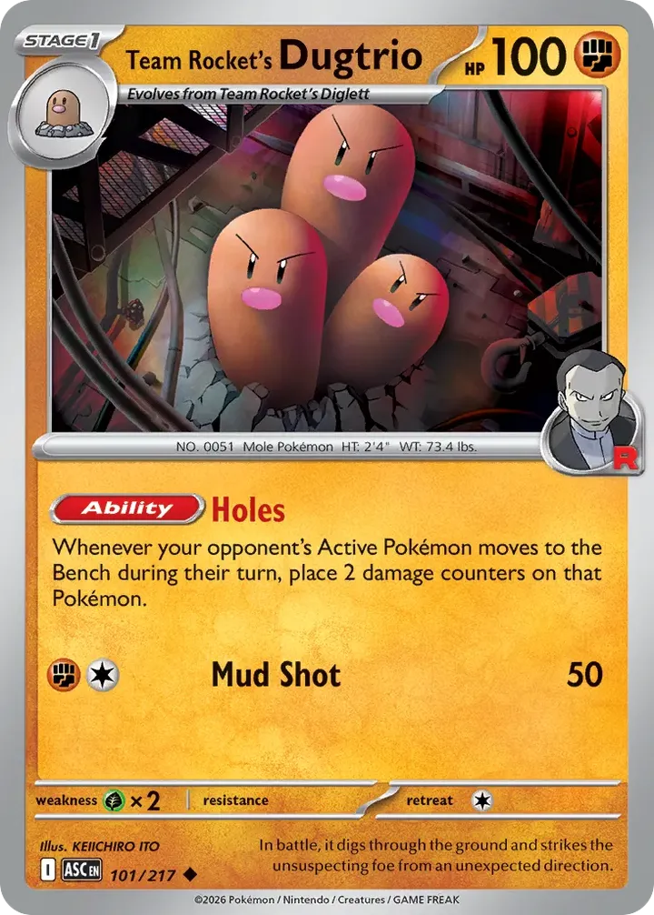 Mega Evolution—Ascended Heroes 英語版 Team Rocket's Dugtrio 101 カード表面