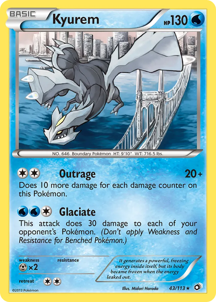 Black & White—Legendary Treasures 영어판 Kyurem 43 카드 앞면