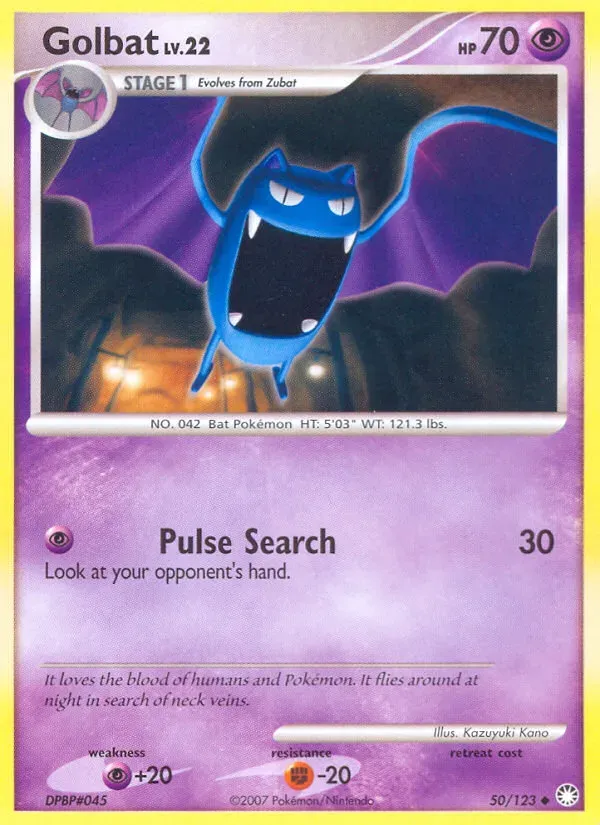 Diamond & Pearl—Mysterious Treasures 英語版 Golbat 50 カード表面