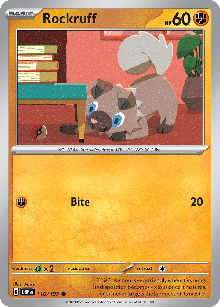 Scarlet & Violet—Obsidian Flames 영어판 Rockruff 116 카드 앞면