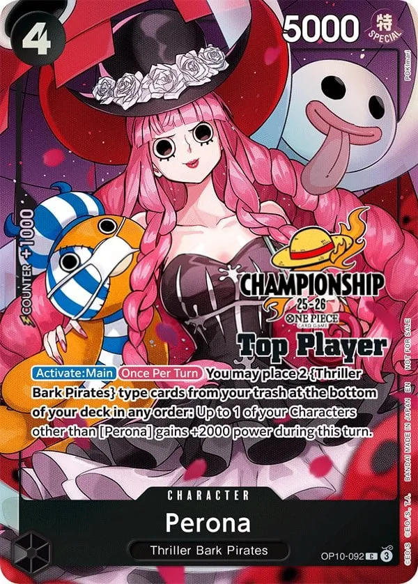 Royal Blood 英語版 Perona OP10-092 · チャンピオンシップ トッププレイヤー カード表面