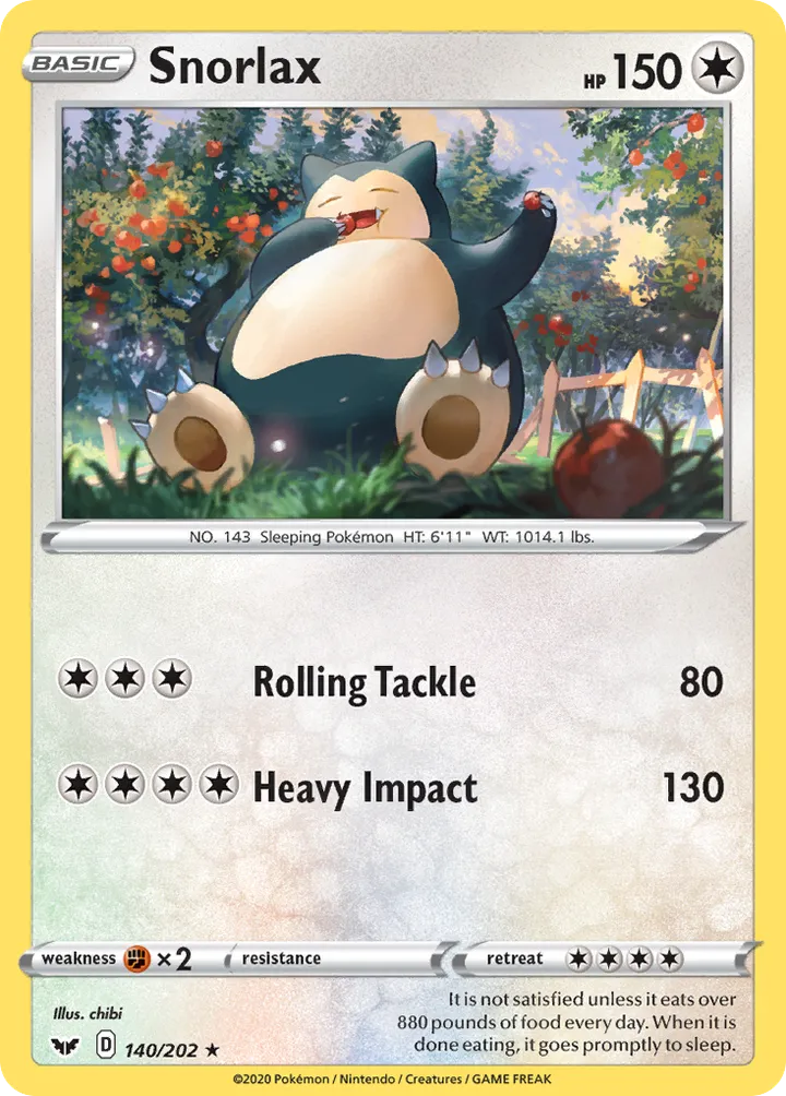 Sword & Shield 英語版 Snorlax 140 カード表面