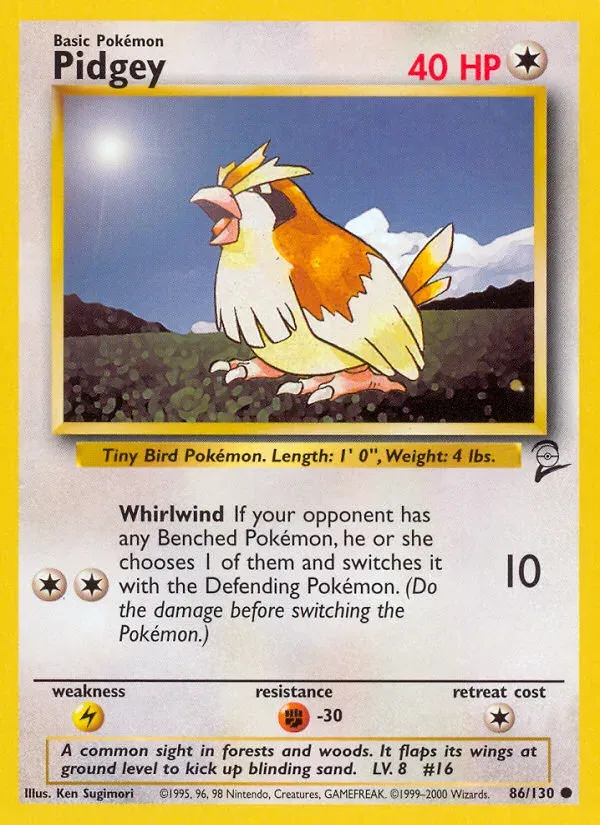 Base Set 2 英語版 Pidgey 86 カード表面