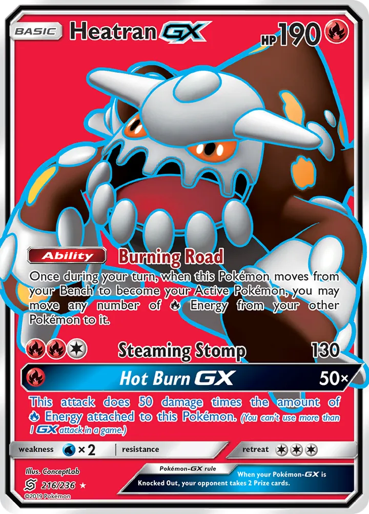 Sun & Moon—Unified Minds 英語版 Heatran-GX 216 カード表面