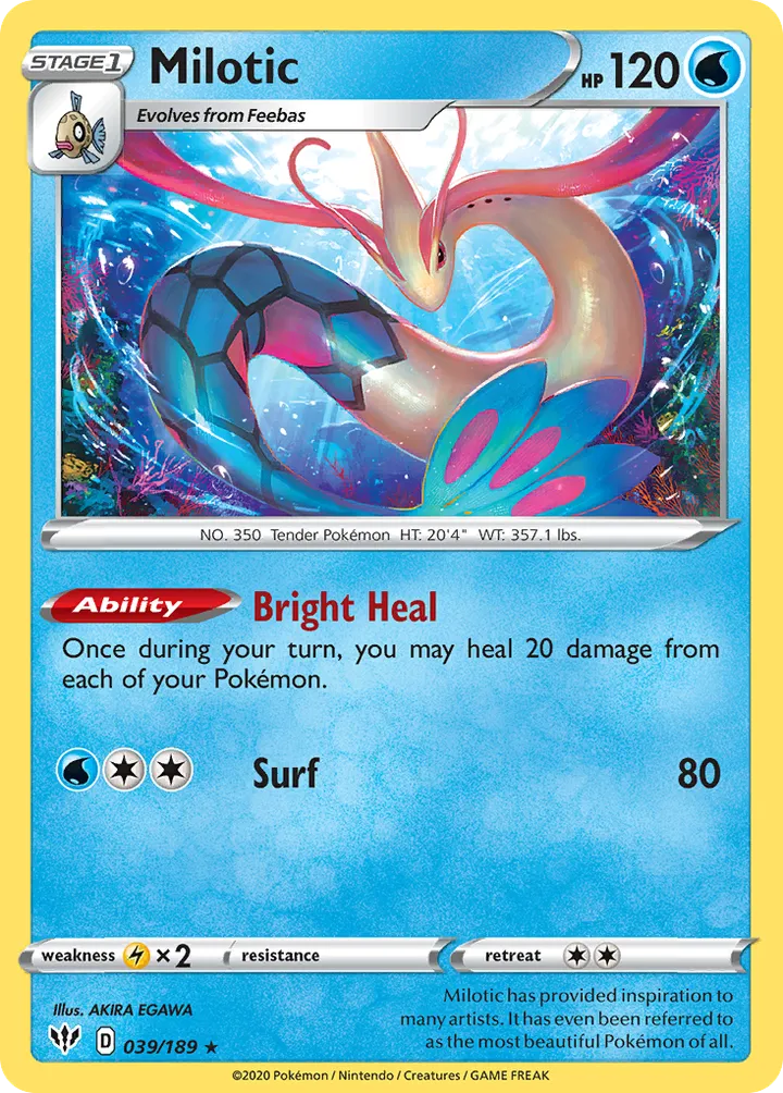 Sword & Shield—Darkness Ablaze 영어판 Milotic 39 카드 앞면