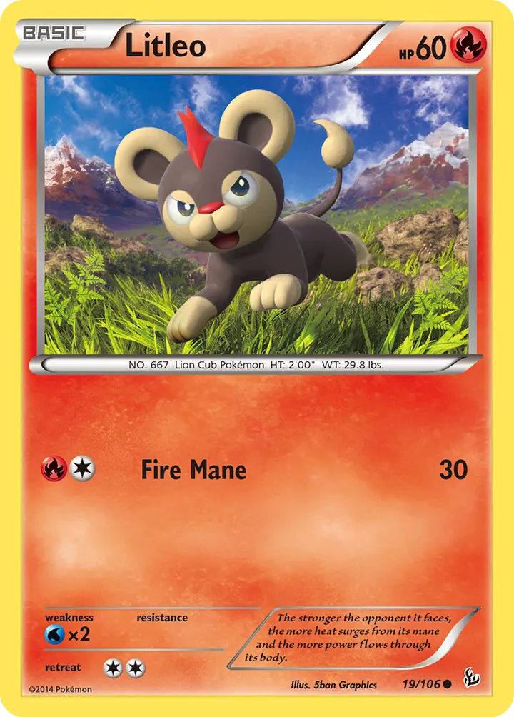XY—Flashfire 英語版 Litleo 19 カード表面