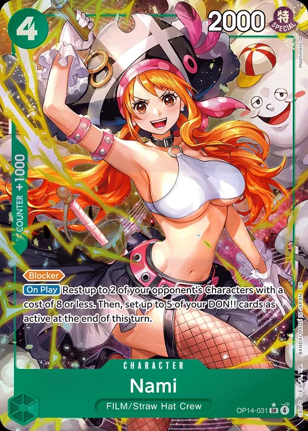 The Azure Sea's Seven 英語版 Nami OP14-031 · パラレル カード表面