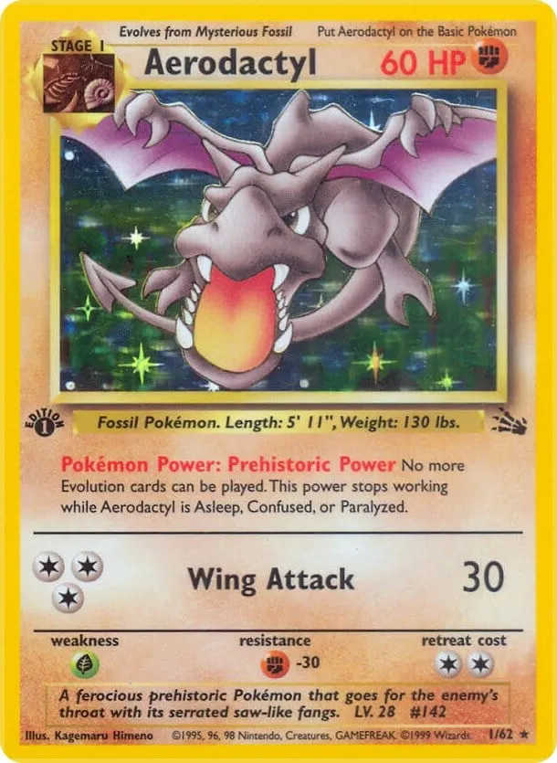 Fossil 英語版 Aerodactyl 1 カード表面
