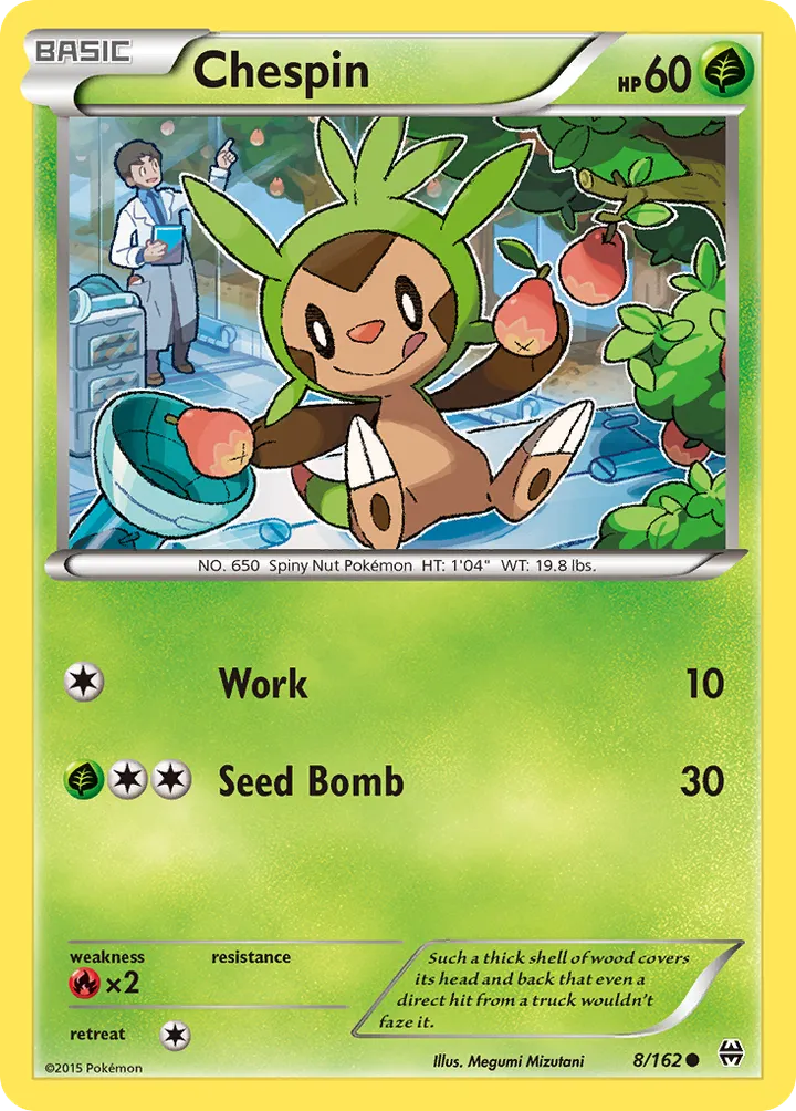XY—BREAKthrough 영어판 Chespin 8 카드 앞면