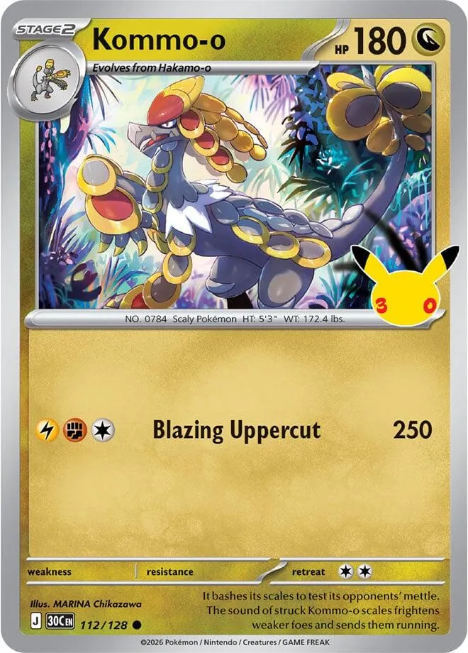 Pokémon TCG: 30th Celebration 英語版 Kommo-o 112 カード表面
