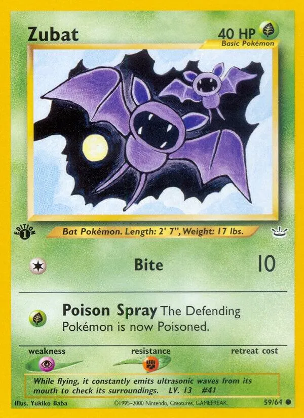 Neo Revelation 영어판 Zubat 59 카드 앞면