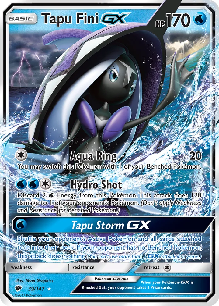 Sun & Moon—Burning Shadows 영어판 Tapu Fini-GX 39 카드 앞면