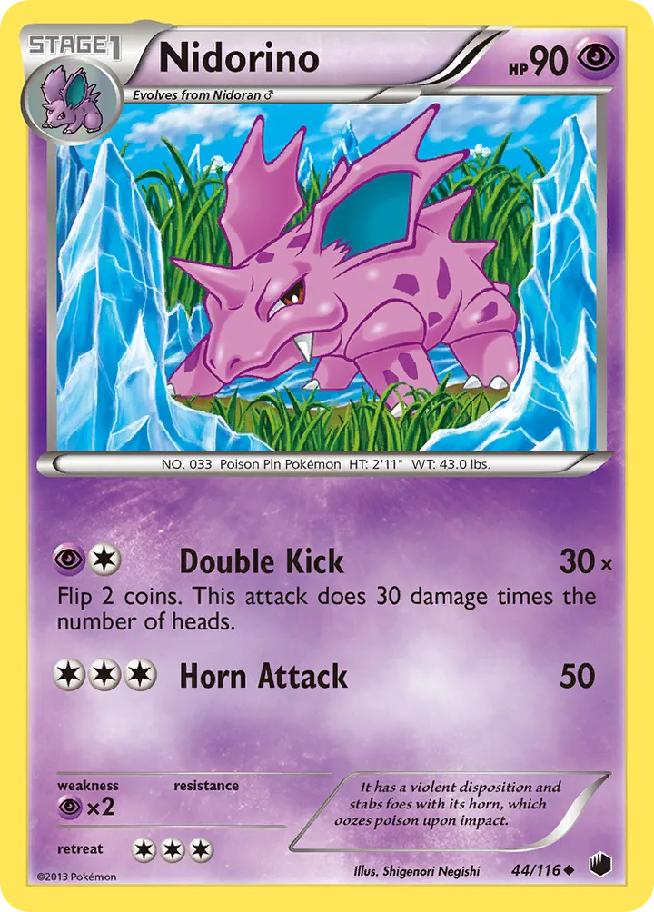 Black & White—Plasma Freeze 영어판 Nidorino 44 카드 앞면