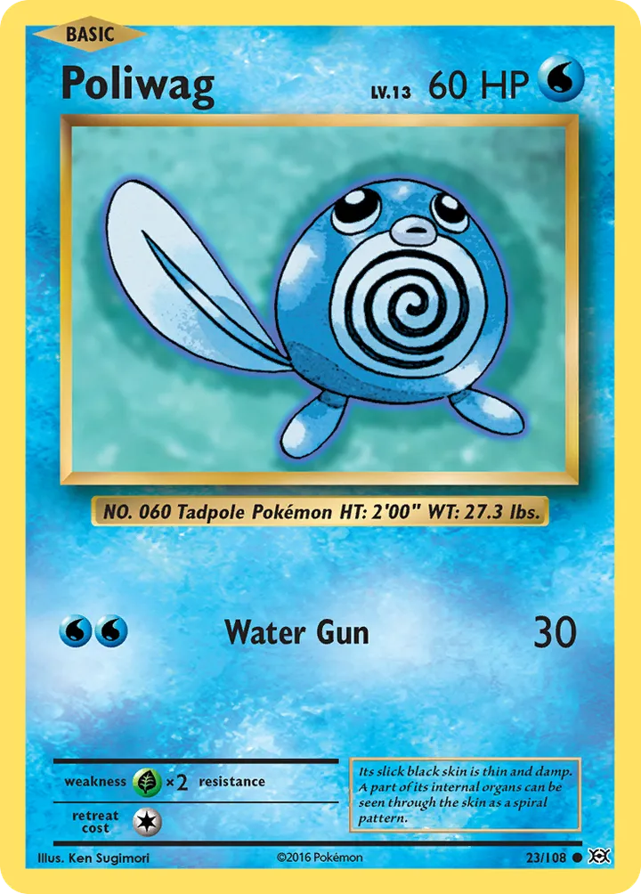 XY—Evolutions 영어판 Poliwag 23 카드 앞면