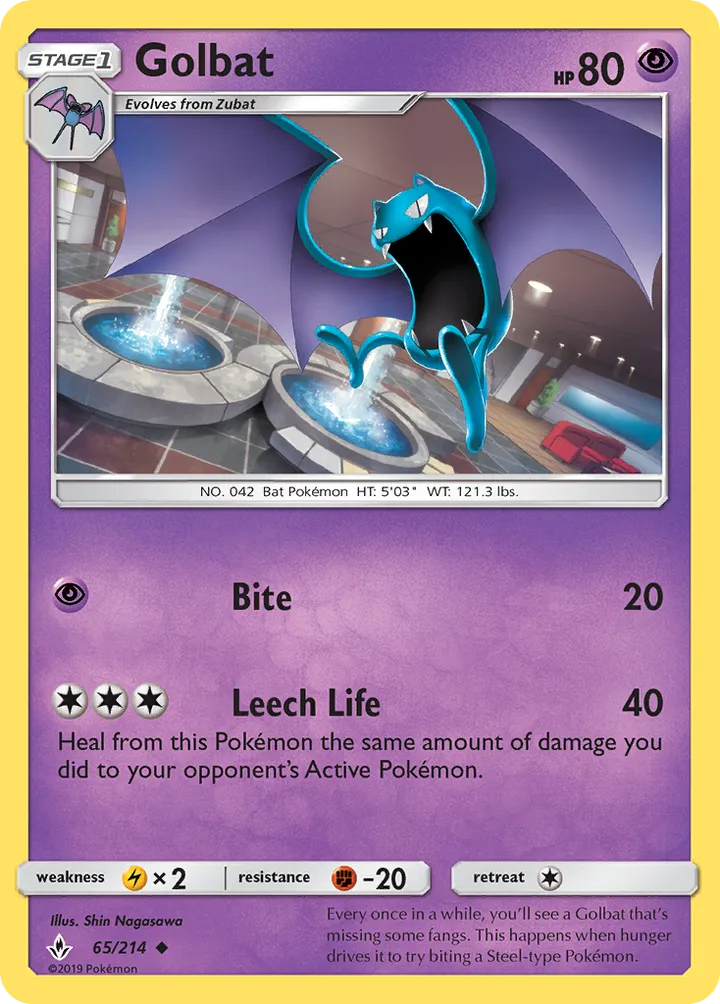 Sun & Moon—Unbroken Bonds 영어판 Golbat 65 카드 앞면