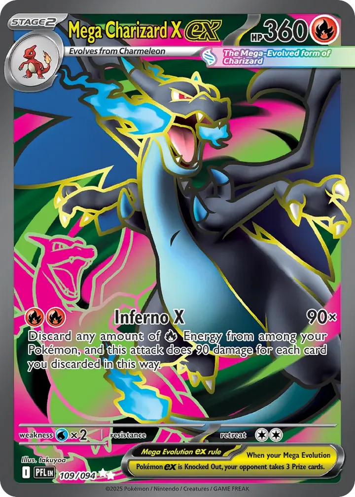 Mega Evolution—Phantasmal Flames 영어판 Mega Charizard X ex 109 카드 앞면