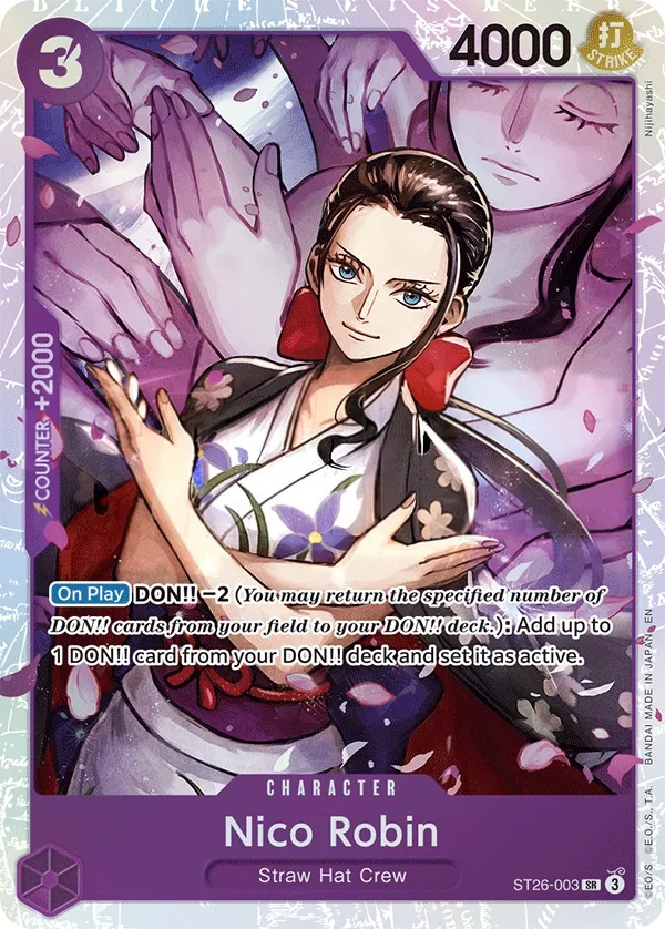 PURPLE/BLACK Monkey.D.Luffy 英語版 Nico Robin ST26-003 カード表面