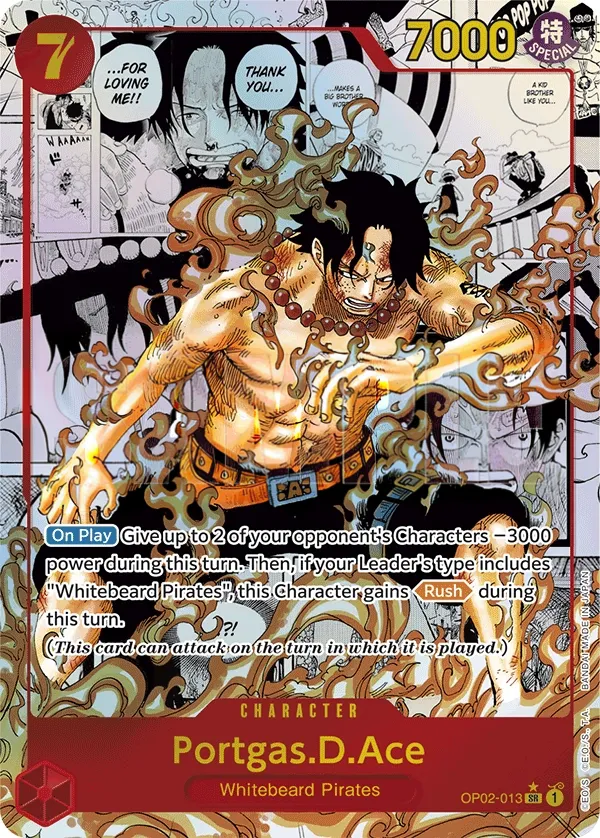 Paramount War 영어판 Portgas.D.Ace OP02-013 · 재록 카드 앞면
